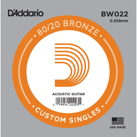 D'Addario BW022 Bronze Wound Acoustic Guitar Single String, .022 BW022 D'Addario $2.46