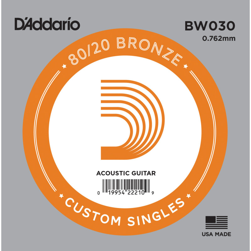 D'Addario BW030 Bronze Wound Acoustic Guitar Single String, .030 BW030 D'Addario $2.76