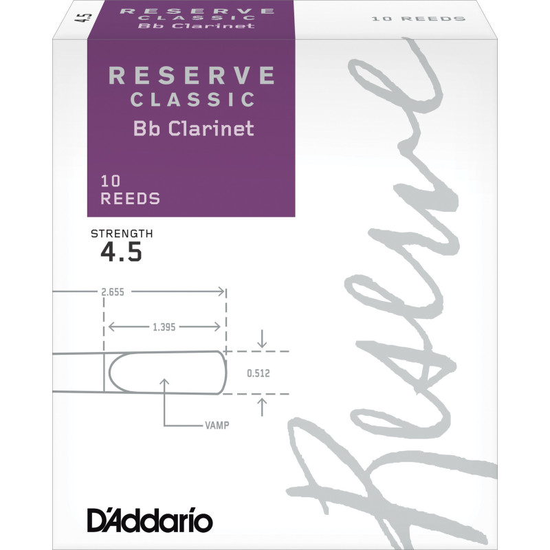 D'Addario Reserve Classic Bb Clarinet Reeds, Strength 4.5, 10-pack DCT1045 D'Addario Woodwinds $33.89