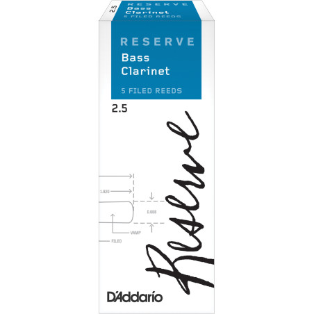 D'Addario Reserve Bass Clarinet Reeds, Strength 2.5, 5-pack DER0525 D'Addario Woodwinds $23.77