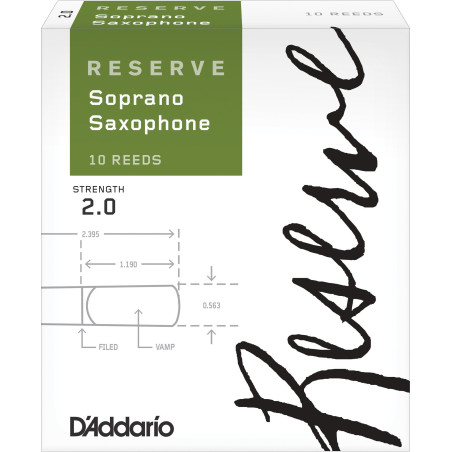 D'Addario Reserve Soprano Saxophone Reeds, Strength 2.0, 10-pack DIR1020 D'Addario Woodwinds $30.02