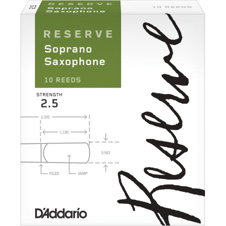 D'Addario Reserve Soprano Saxophone Reeds, Strength 2.5, 10-pack DIR1025 D'Addario Woodwinds $30.02