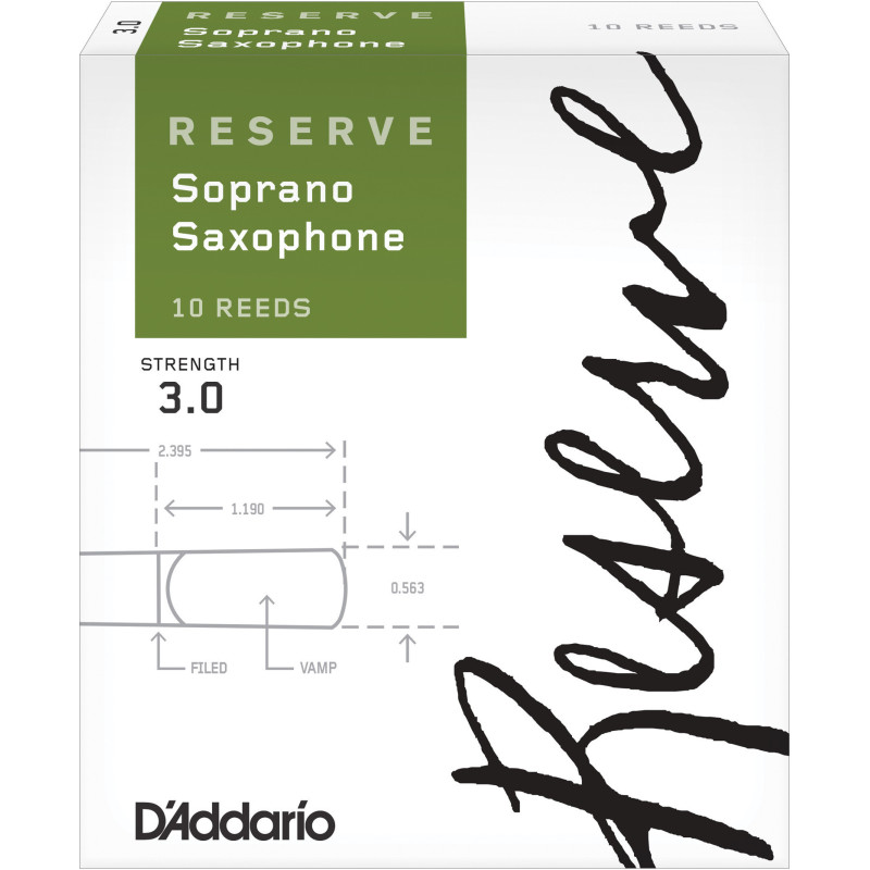 D'Addario Reserve Soprano Saxophone Reeds, Strength 3.0, 10-pack DIR1030 D'Addario Woodwinds $30.02