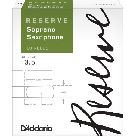 D'Addario Reserve Soprano Saxophone Reeds, Strength 3.5, 10-pack DIR1035 D'Addario Woodwinds $30.02