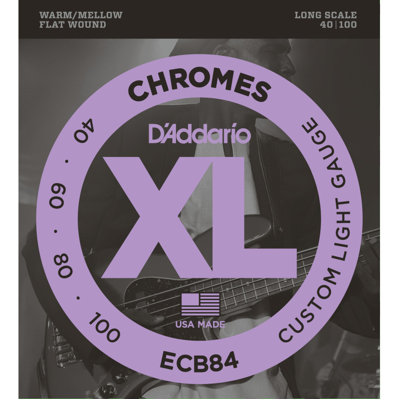 D'Addario ECB84 Chromes Bass Guitar Strings, Custom Light, 40-100, Long Scale ECB84 D'Addario $47.75