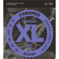 D'Addario ECG24 Chromes Flat Wound Electric Guitar Strings, Jazz Light, 11-50 ECG24 D'Addario $25.49