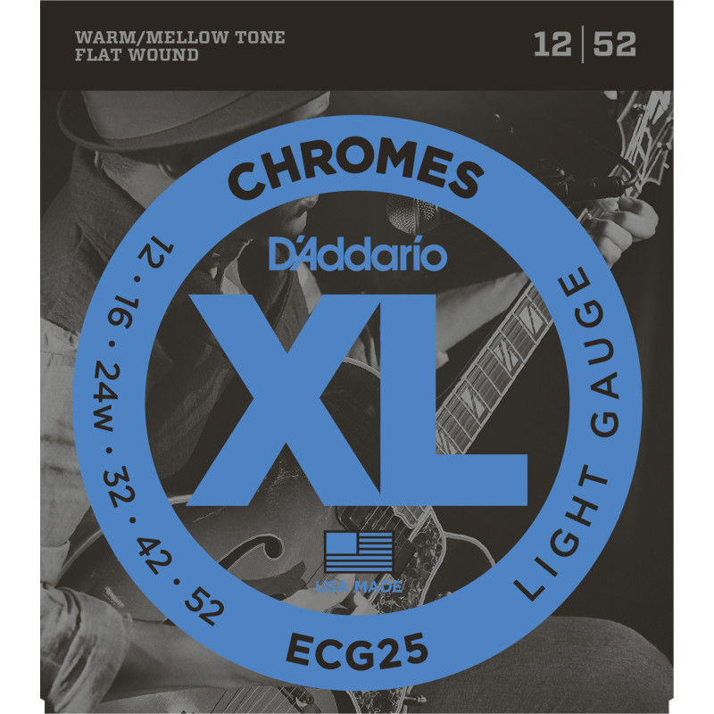 D'Addario ECG25 Chromes Flat Wound Electric Guitar Strings, Light, 12-52 ECG25 D'Addario $25.25
