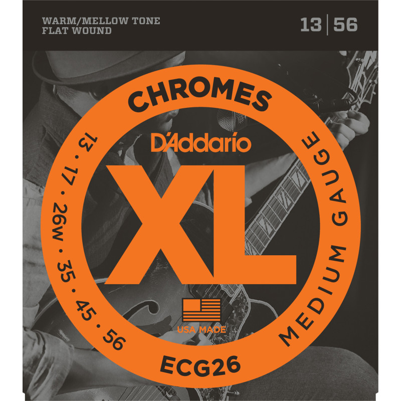 D'Addario ECG26 Chromes Flat Wound Electric Guitar Strings, Medium, 13-56 ECG26 D'Addario $25.49