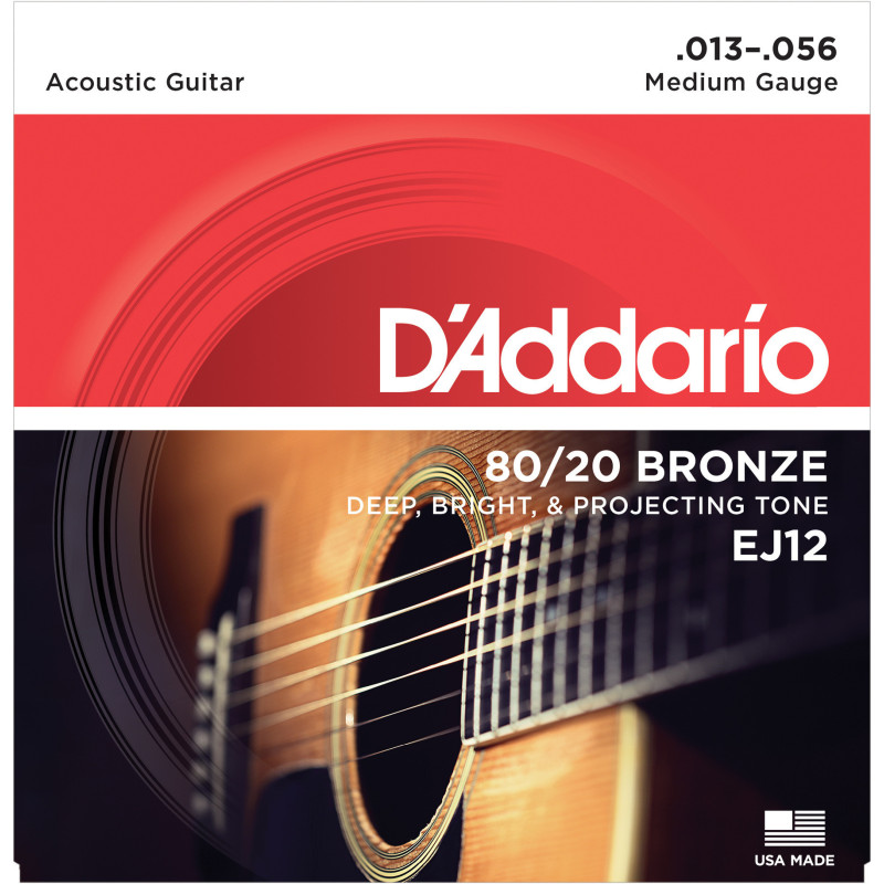 D'Addario EJ12 80/12 Bronze Acoustic Guitar Strings, Medium, 13-56 EJ12 D'Addario $9.99