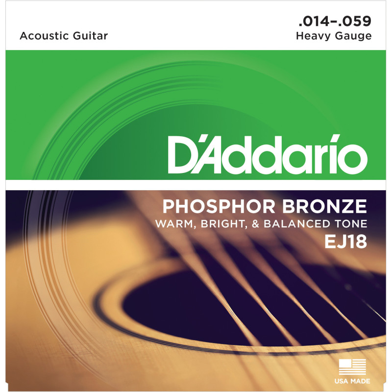 D'Addario EJ18 Phosphor Bronze Acoustic Guitar Strings, Heavy, 14-59 EJ18 D'Addario $9.99