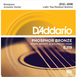 D'Addario EJ19 Phosphor Bronze Acoustic Guitar Strings, Bluegrass, 12-56 EJ19 D'Addario $9.99