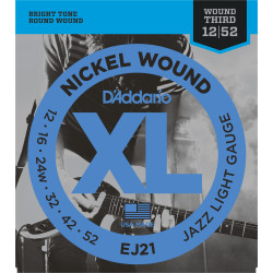 D'Addario EJ21 Nickel Wound Electric Guitar Strings, Jazz Light, 12-52 EJ21 D'Addario $9.99