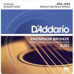 D'Addario EJ37 12-String Phosphor Bronze Acoustic Guitar Strings, Medium Top/Heavy Bottom, 12-54 EJ37 D'Addario $16.89