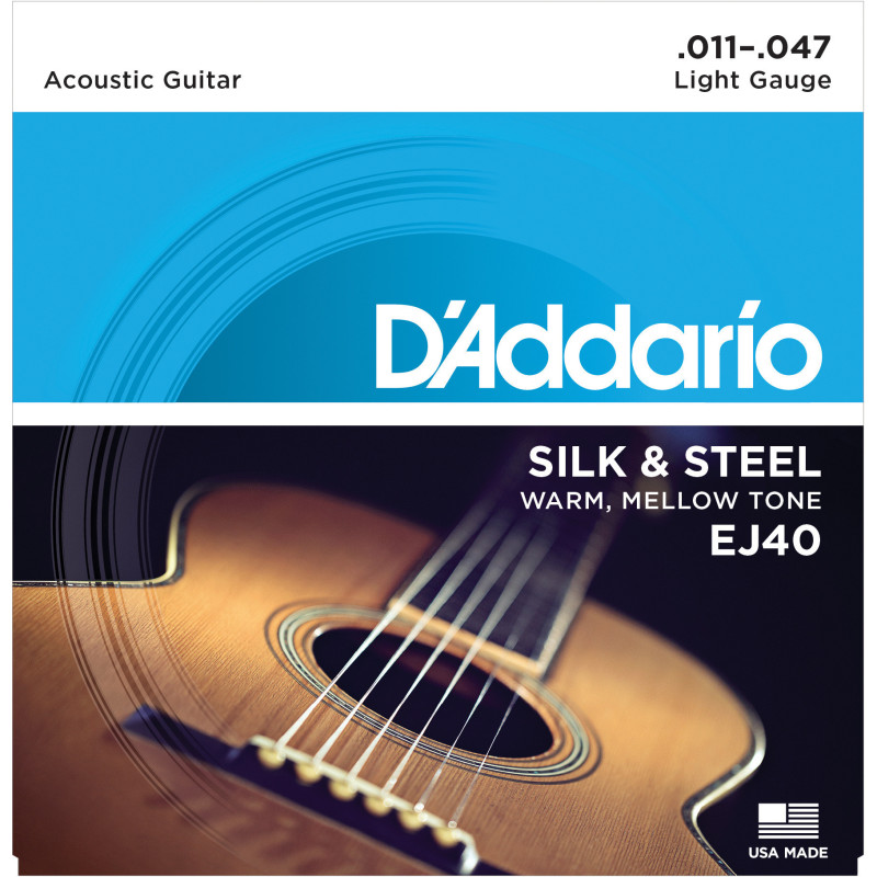 D'Addario EJ40 Silk & Steel Folk Guitar Strings, 11-47 EJ40 D'Addario $14.48