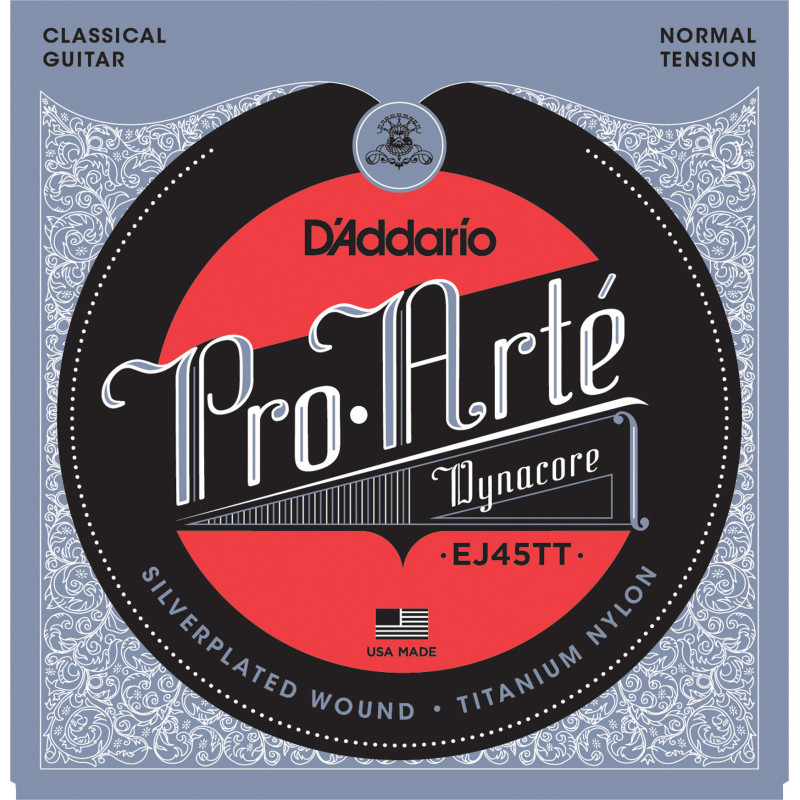D'Addario EJ45TT ProArte DynaCore Classical Guitar Strings, Titanium Trebles, Normal Tension EJ45TT D'Addario $18.91