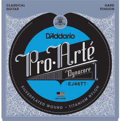 D'Addario EJ46TT ProArte DynaCore Classical Guitar Strings, Titanium Trebles, Hard Tension