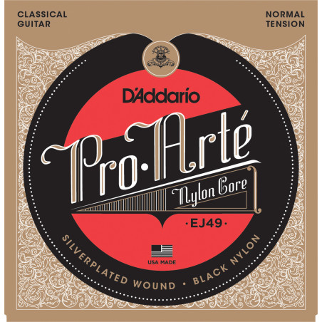 D'Addario EJ49 Pro-Arte Black Nylon Classical Guitar Strings, Normal Tension EJ49 D'Addario $14.45