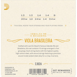 D'Addario EJ82A Viola Brasileira Set, Cebolao Re and Boiadeira EJ82A D'Addario $9.03