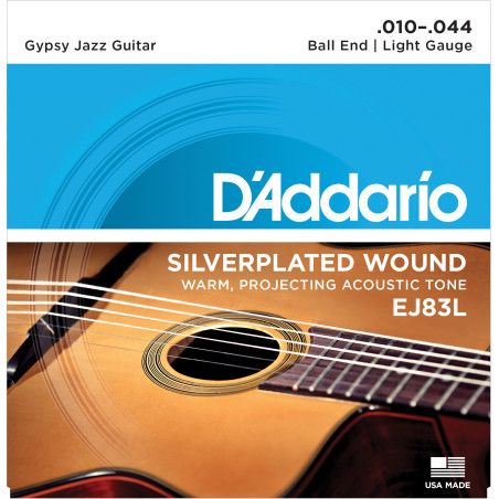 D'Addario EJ83L Gypsy Jazz Acoustic Guitar Strings, Ball End, Light, 10-44 EJ83L D'Addario $13.85