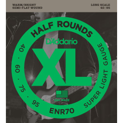 D'Addario ENR70 Half Round Bass Guitar Strings, Super Light, 40-95, Long Scale ENR70 D'Addario $38.74