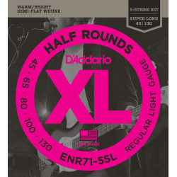 D'Addario ENR71-5SL Half Round Bass Guitar Strings, Regular Light, 45-130, Super Long Scale