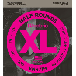 D'Addario ENR71M Half Round Bass Guitar Strings, Regular Light, 45-100, Medium Scale