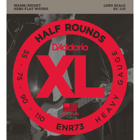 D'Addario ENR73 Half Round Bass Guitar Strings, Heavy, 55-110, Long Scale ENR73 D'Addario $38.74