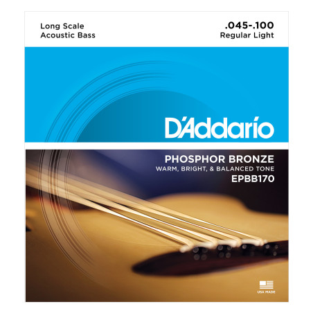 D'Addario EPBB170 Phosphor Bronze Acoustic Bass Strings, Long Scale, 45-100 EPBB170 D'Addario $30.37