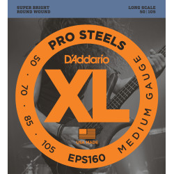 D'Addario EPS160 ProSteels Bass Guitar Strings, Medium, 50-105, Long Scale