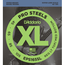 D'Addario EPS165SL ProSteels Bass Guitar Strings, Custom Light, 45-105, Super Long Scale