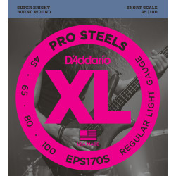 D'Addario EPS170S ProSteels Bass Guitar Strings, Light, 45-100, Short Scale EPS170S D'Addario $24.50