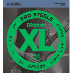 D'Addario EPS220 ProSteels Bass Guitar Strings, Super Light, 40-95, Long Scale EPS220 D'Addario $24.50