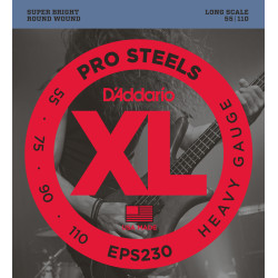 D'Addario EPS230 ProSteels Bass Guitar Strings, Heavy, 55-110, Long Scale EPS230 D'Addario $31.49