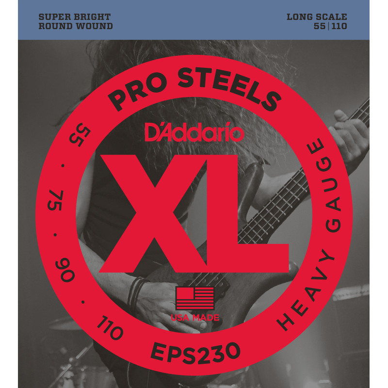 D'Addario EPS230 ProSteels Bass Guitar Strings, Heavy, 55-110, Long Scale EPS230 D'Addario $31.49