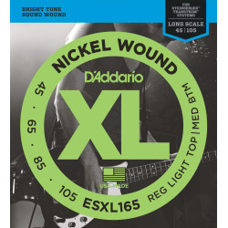 D'Addario ESXL165 Nickel Wound Bass Guitar Strings, Medium, 50-105, Double Ball End, Long Scale ESXL165 D'Addario $51.45