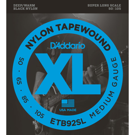D'Addario ETB92SL Tapewound Bass Guitar Strings, Medium, 50-105, Super Long Scale ETB92SL D'Addario $64.74