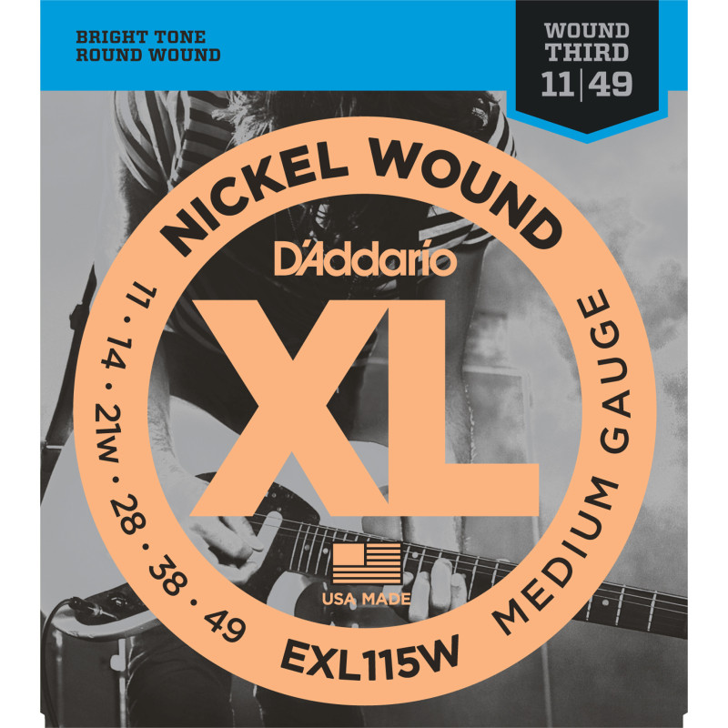 D'Addario EXL115w Nickel Wound Electric Guitar Strings, Medium/Blues-Jazz Rock, Wound 3rd, 11-49 EXL115W D'Addario $10.00