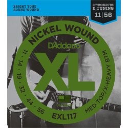 D'Addario EXL117 Nickel Wound Electric Guitar Strings, Medium Top/Extra-Heavy Bottom, 11-56
