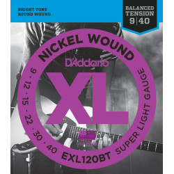 D'Addario EXL120BT Nickel Wound Electric Guitar Strings, Balanced Tension Super Light, 9-40 EXL120BT D'Addario $6.69