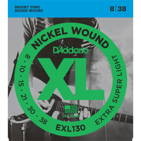 D'Addario EXL130 Nickel Wound Electric Guitar Strings, Extra-Super Light, 8-38 EXL130 D'Addario $8.49