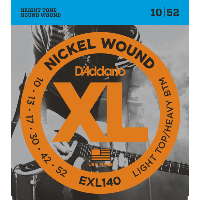 D'Addario EXL140 Nickel Wound Electric Guitar Strings, Light Top/Heavy Bottom, 10-52