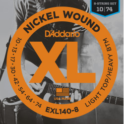 D'Addario EXL140-8 8-String Nickel Wound Electric Guitar Strings, Light Top/Heavy Bottom, 10-74 EXL140-8 D'Addario $17.99