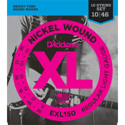 D'Addario EXL150 Nickel Wound Electric Guitar Strings, 12-String, Regular Light, 10-46 EXL150 D'Addario $13.99