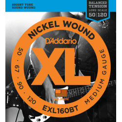 D'Addario EXL160BT Nickel Wound Bass Guitar Strings, Balanced Tension Medium, 50-120
