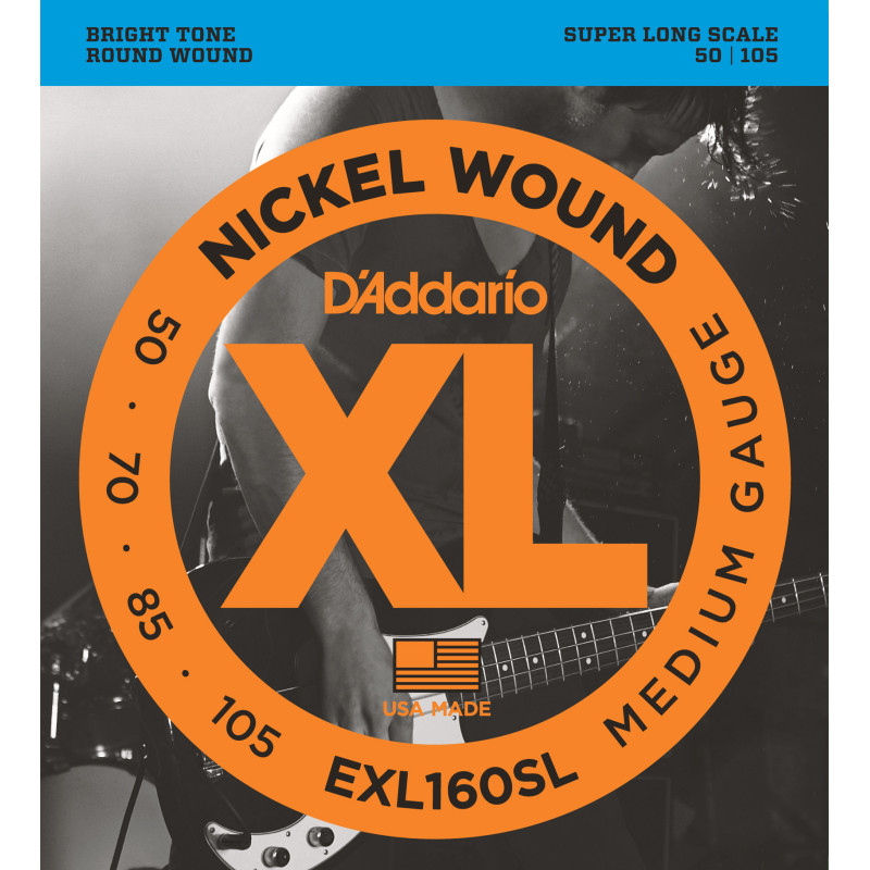 D'Addario EXL160SL Nickel Wound Bass Guitar Strings, Medium, 50-105, Super Long Scale EXL160SL D'Addario $29.45