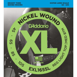D'Addario EXL165SL Nickel Wound Bass Guitar Strings, Custom Light, 45-105, Super Long Scale EXL165SL D'Addario $33.89