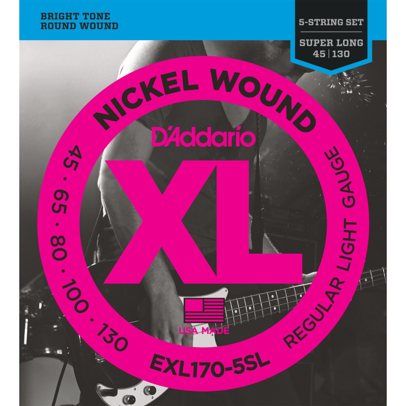 D'Addario EXL170-5SL 5-String Nickel Wound Bass Guitar Strings, Light, Super Long Scale EXL170-5SL D'Addario $40.99