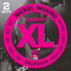 D'Addario EXL170-5TP Nickel Wound Bass Guitar Strings, Light, 45-130, 2 Sets, Long Scale EXL170-5TP D'Addario $54.58