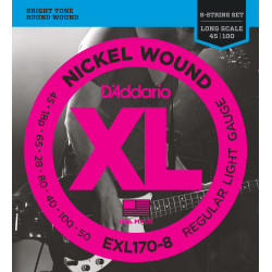 D'Addario EXL170-8 8-String Nickel Wound Bass Guitar Strings, Light, 32-130, Long Scale EXL170-8 D'Addario $40.16