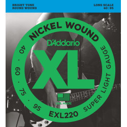 D'Addario EXL220 Nickel Wound Bass Guitar Strings, Super Light, 40-95, Long Scale EXL220 D'Addario $24.50